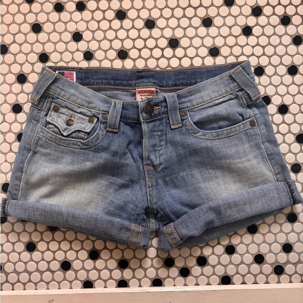 True Religion Y2K low rise jayde roll up shorts
